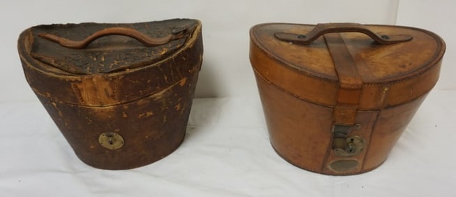 ANTIQUE LEATHER HAT BOXES