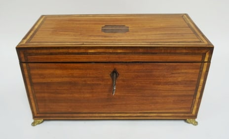 ANTIQUE MAHOGANY TEA CADDY