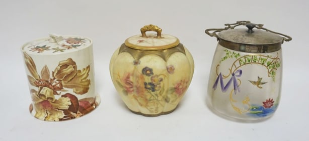 GROUP OF 3 VICTORIAN BISCUIT JARS