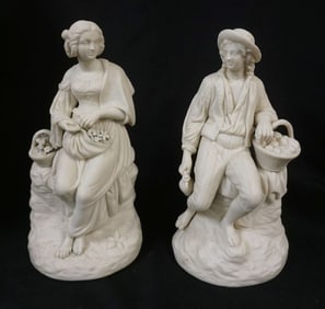 PAIR OF ANTIQUE PARIAN STATUES