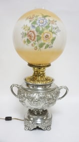 BRADLEY & HUBARD NICKEL & BRASS PARLOR LAMP