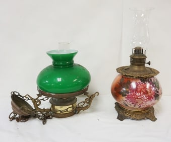 HANGING KEROSENE LAMP & GWTW LAMP BASE
