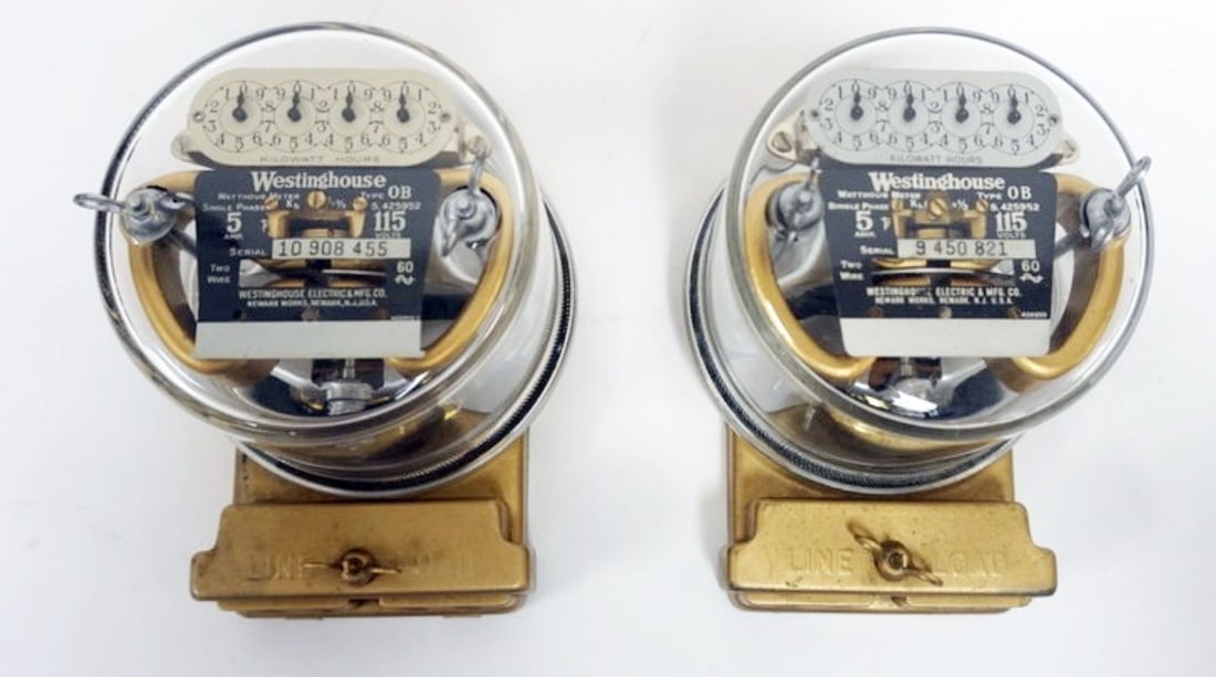 PAIR OF VINTAGE WESTINGHOUSE WATT HOUR METERS (1 of 3)