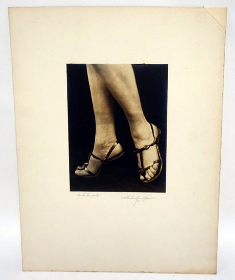H RICHARDSON CREMER PHOTOGRAPHER: H RICHARDSON CREMER PHOTOGRAPHER (1878-1942) NEW YORK, NEW JERSEY *GREEK SANDALS* EXHIBIT TAGS ON REVERSE, 1934, APPROXIMATELY 15 IN X 20 IN OVERALL