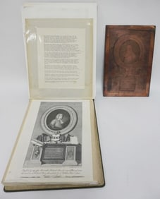 WILLIAM PENN COPPER ENGRAVING PLATE & ENGRAVINGS