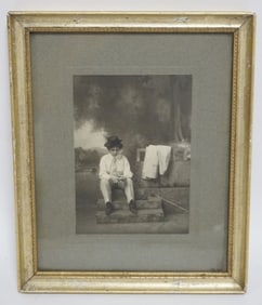 ANTIQUE FRAMED PHOTO OF WOMAN DRESSED LIKE A MAN