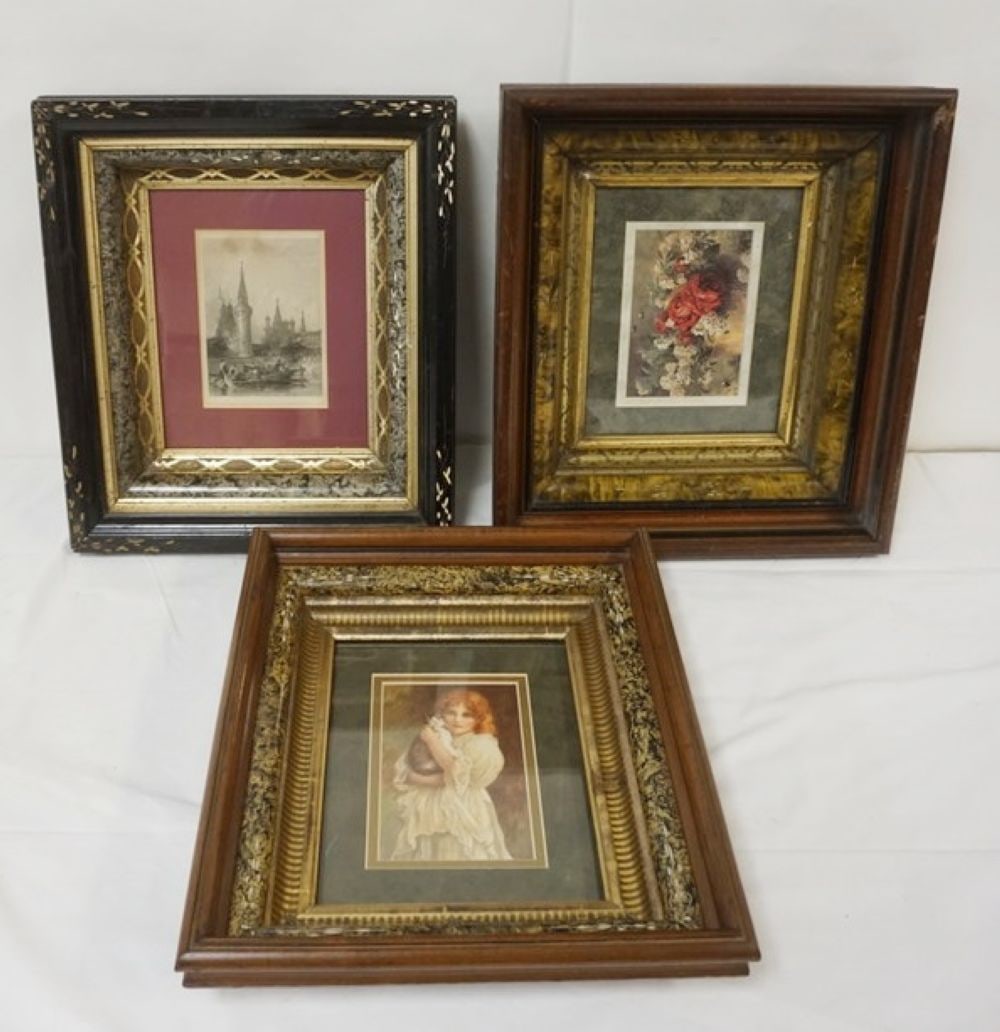 GROUP OF 3 ANTIQUE WALNUT SHAWDOW BOX FRAMES (1 of 3)