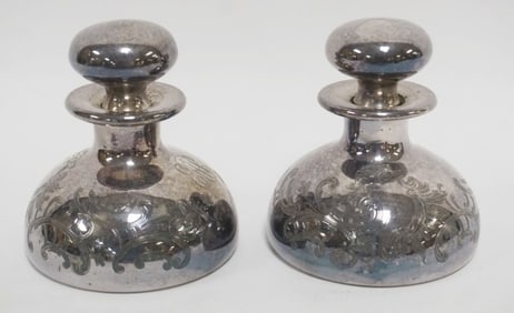 ANTIQUE SILVER OVERLAY TOOLED PERFUME