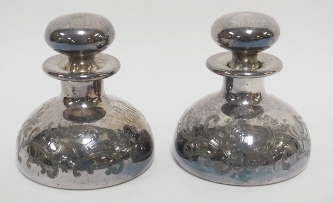 ANTIQUE SILVER OVERLAY TOOLED PERFUME (1 of 6)