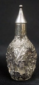 ANTIQUE STERLING SILVER OVERLAY PERFUME BOTTLE
