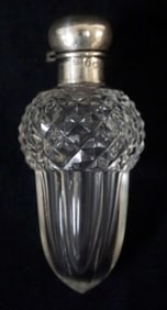 CUT GLASS PERFUME WITH SILVER LID