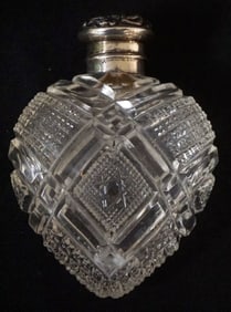 CUT GLASS REPOUSSE STERLING LID PERFUME