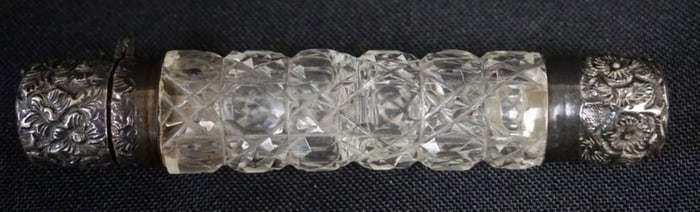 CUT GLASS DOUBLE PERFUME SILVER LIDS