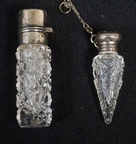 STERLING SILVER CUT GLASS PERFUME BOTTLES