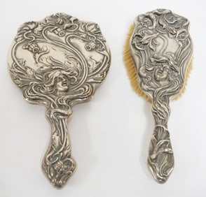 STERLING SILVER BRUSH AND MIRROR