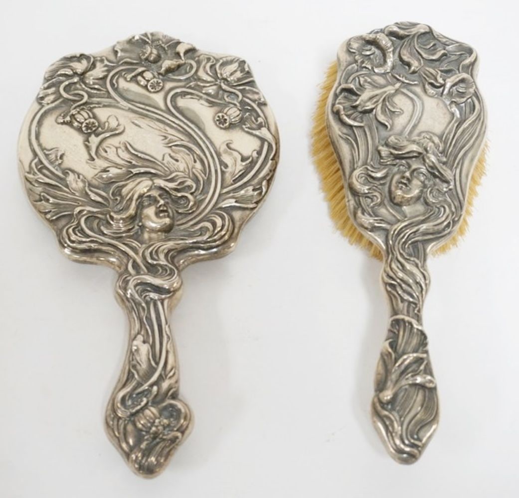 STERLING SILVER BRUSH AND MIRROR (1 of 4)