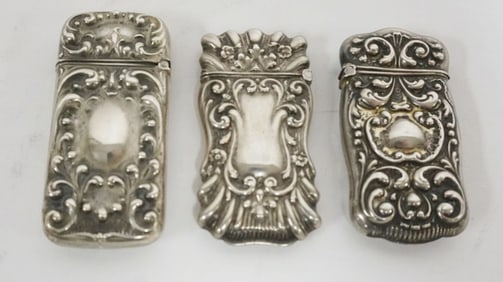 REPOUSSE STERLING MATCH SAFES