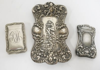 STERLING SILVER MATCH SAFES, TRAY