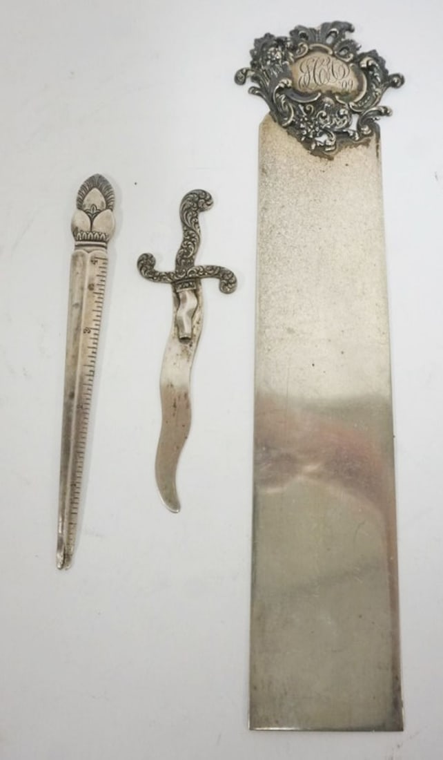 ASSORTED STERLING SILVER RULER AND LETTER OPENERS (1 of 3)