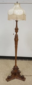OUTSTANDING ANTIQUE CARVED WALNUT FLOOR LAMP