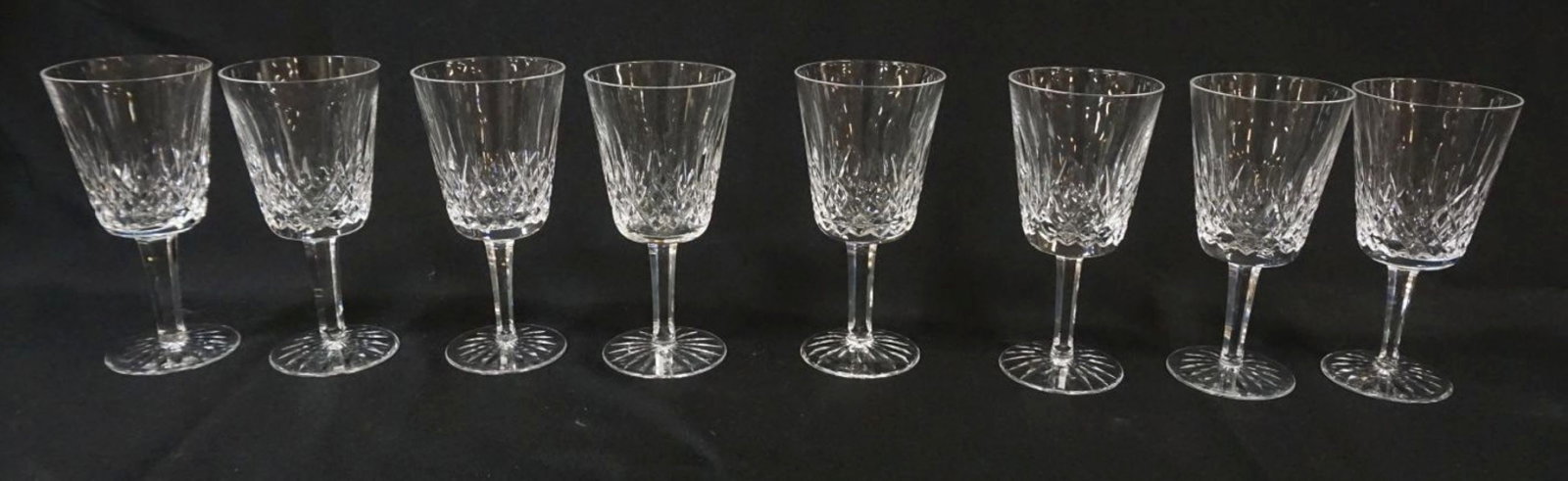 WATERFORD CRYSTAL: WATERFORD CRYSTAL 8 WINES, EACH APPROXIMATELY 7 IN HIGH