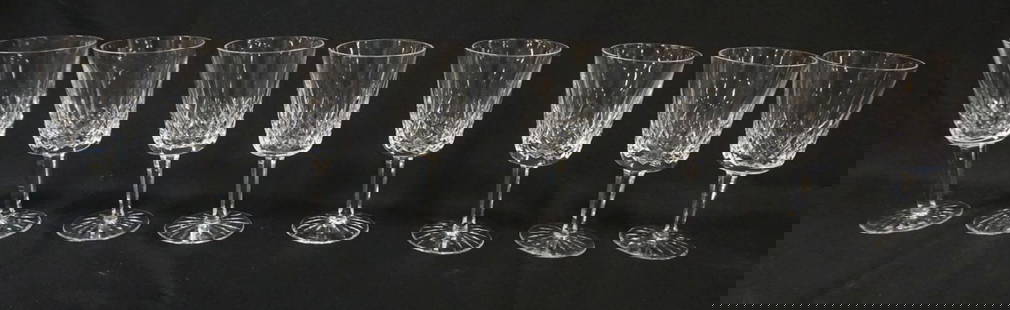 WATERFORD CRYSTAL: WATERFORD CRYSTAL 8 WINES, EACH APPROXIMATELY 7 IN HIGH