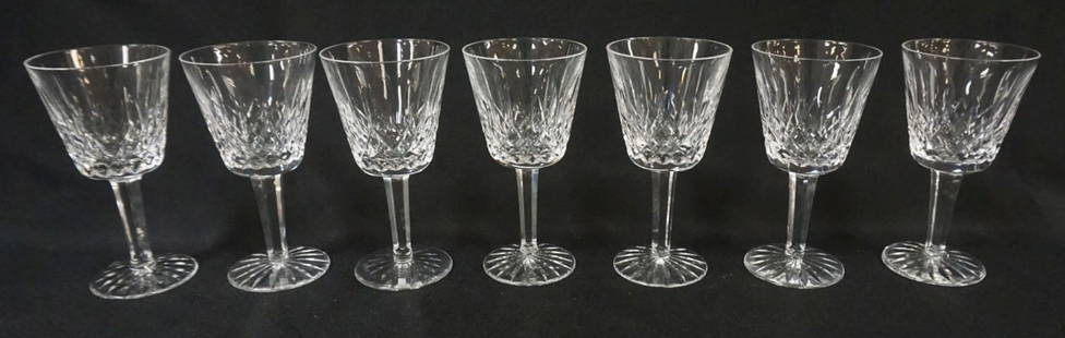 WATERFORD CRYSTAL: WATERFORD CRYSTAL 7 WINES, EACH APPROXIMATELY 6 IN HIGH