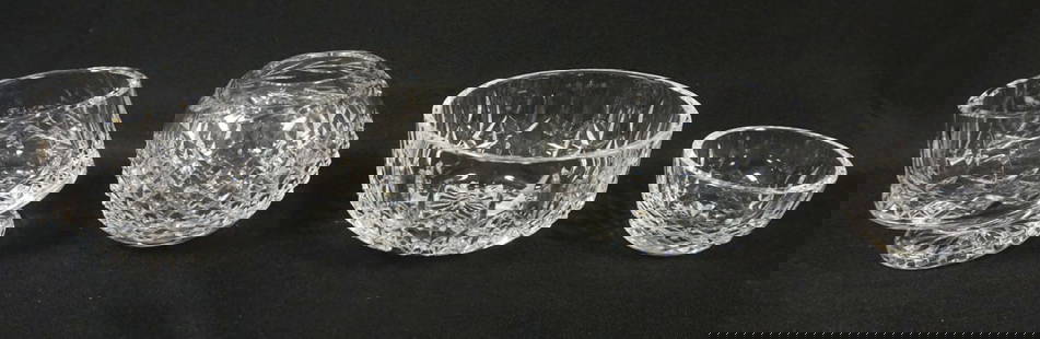 WATERFORD CRYSTAL: WATERFORD CRYSTAL ASSORTED BOWLS INCLUDING A ROSE BOWL, LARGEST PIECE APPROXIMATELY 5 IN X 3 IN