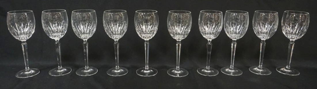 WATERFORD CRYSTAL: WATERFORD CRYSTAL 10 WINES, EACH APPROXIMATELY 8 1/2 IN HIGH