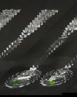 WATERFORD CRYSTAL: WATERFORD CRYSTAL 2 CANDLESTICKS, EACH APPROXIMATELY 8 IN HIGH