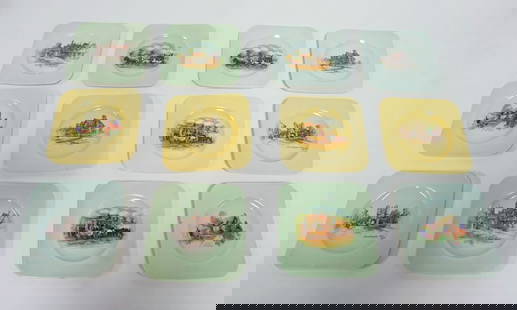 12 EMPIRE ENGLAND SHELTON IVORY PLATES: 12 EMPIRE ENGLAND SHELTON IVORY 5 1/2 IN PLATES, VARIOUS ENGLISH SCENES INCLUDING DICKENS, SHAKESPEARE, ETC