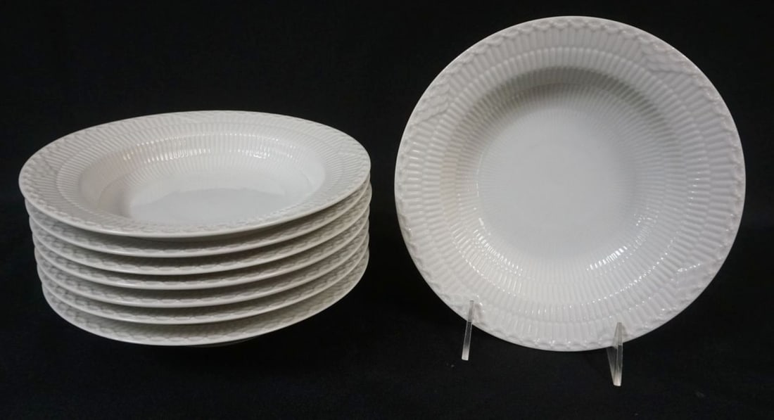 ROYAL COPENHAGEN WHITE HALF LACE 8-8 1/2 IN BOWLS: ROYAL COPENHAGEN WHITE HALF LACE 8-8 1/2 IN BOWLS