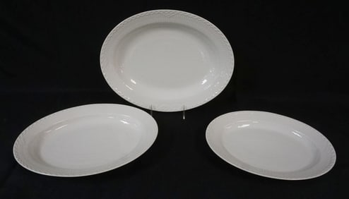 ROYAL COPENHAGEN WHITE HALF LACE 3 PLATTERS