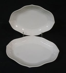 ROYAL COPENHAGEN WHITE HALF LACE 2 OVAL BOWLS