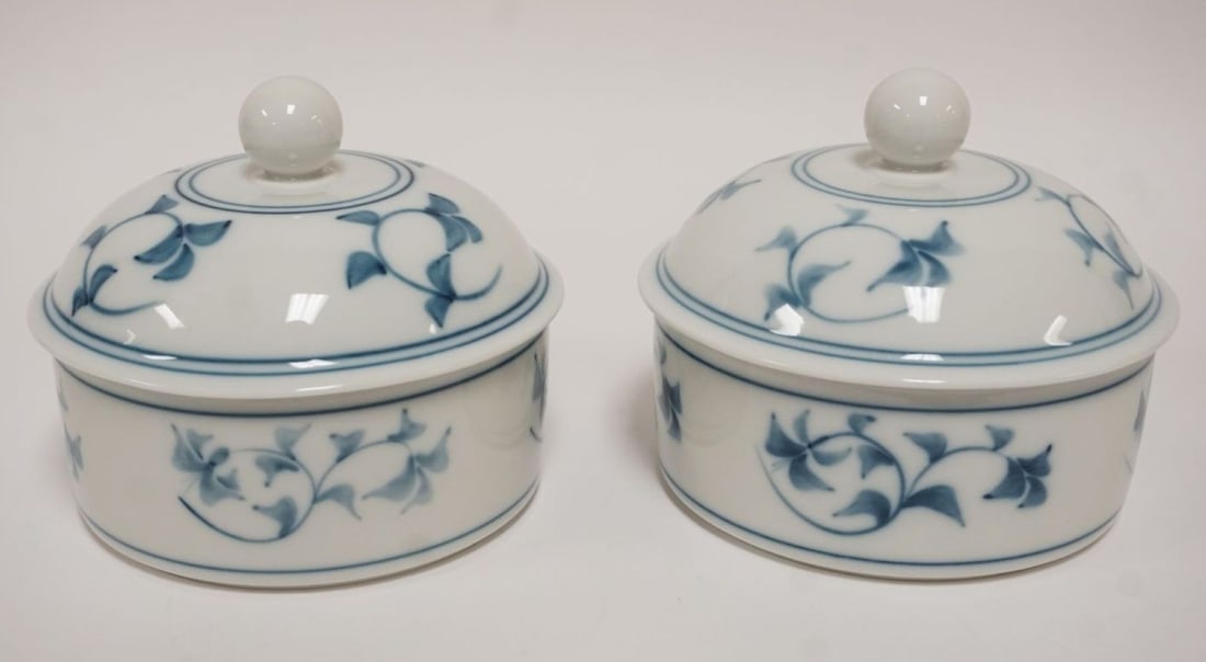 ROYAL COPENHAGEN NOBLESSE COVERED BOWLS: 2 ROYAL COPENHAGEN NOBLESSE COVERED BOWLS, EACH APPROXIMATELY 5 1/2 IN X 5 IN HIGH