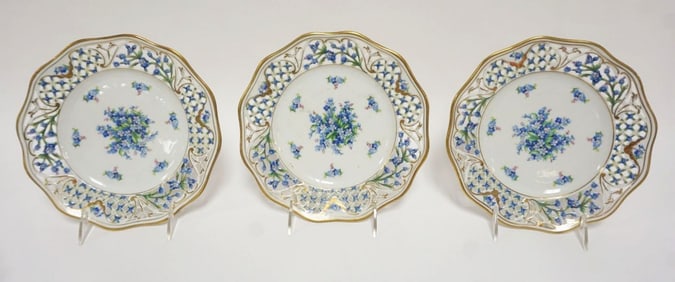 3 CHALET FORGET ME NOT PLATES BY SCHUMANN BAVARIA
