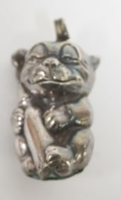 STERLING SILVER PUPPPY HUGGING A BOTTLE RATTLE