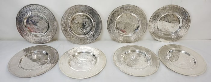 ASIAN DESIGN SILVER PLATE DISHES
