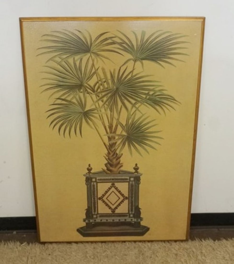 DECORATIVE WALL HANGING: DECORATIVE WALL HANGING, IMAGE OF POTTED FERN, APPROXIMATELY 31 IN X 47 IN