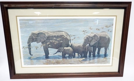 ROBERT BATEMAN ELEPHANT HERD AND SAND GROUSE