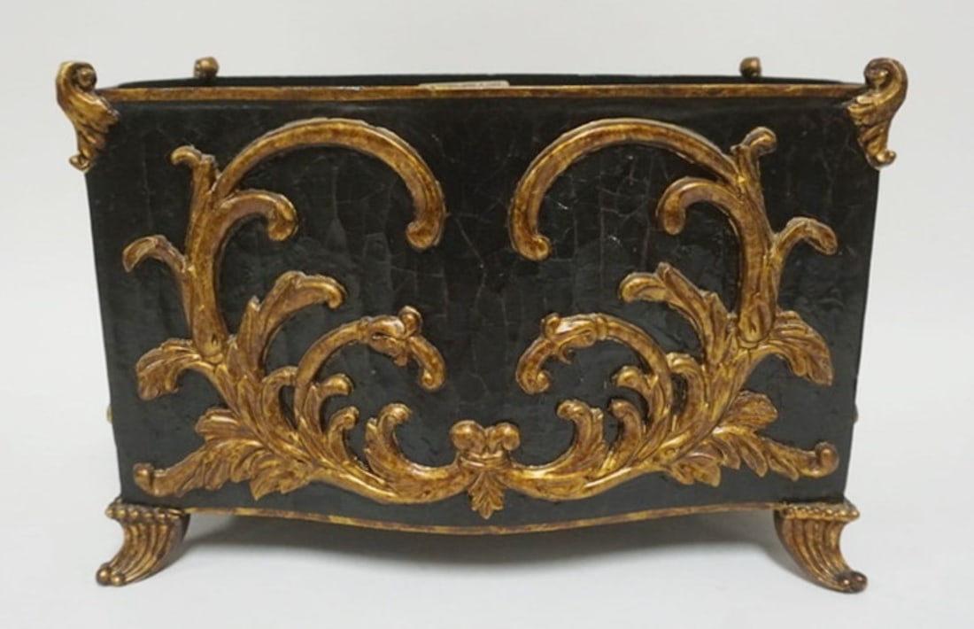 JOHN RICHARDS PLANTER: PRIMAS HOME AND CAFE HAND PAINTED PLANTER, JOHN RICHARDS, APPROXIMATELY 14 IN X 8 IN X 10 IN H