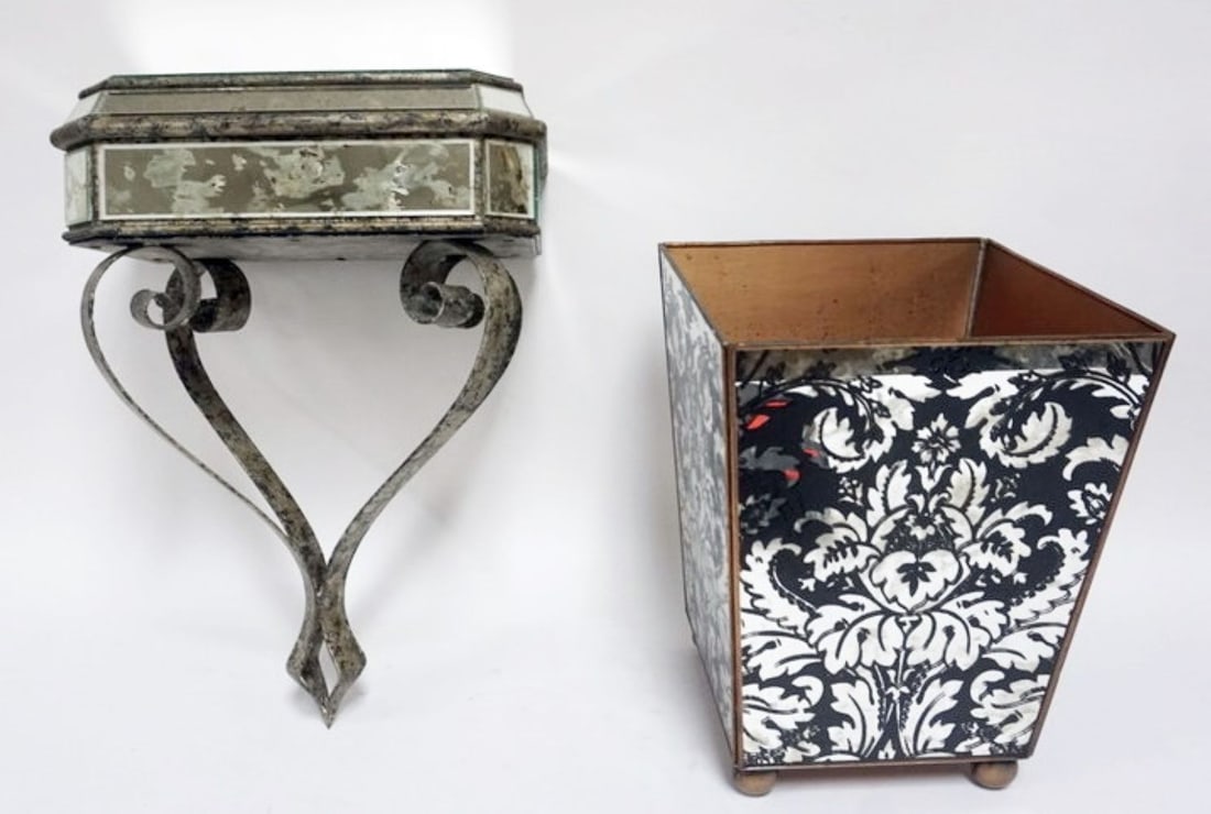 HANGING WALL SHELF AND WASTE BASKET (1 of 4)