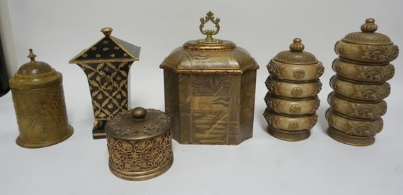 ASSORTED DRESSER BOXES AND COVERED JARS