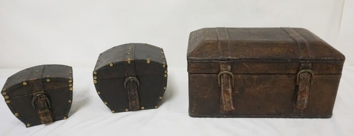 LEATHER COVERED DRESSER TOP BOXES