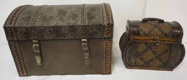 DOME TOP CHEST AND WOVEN BOX