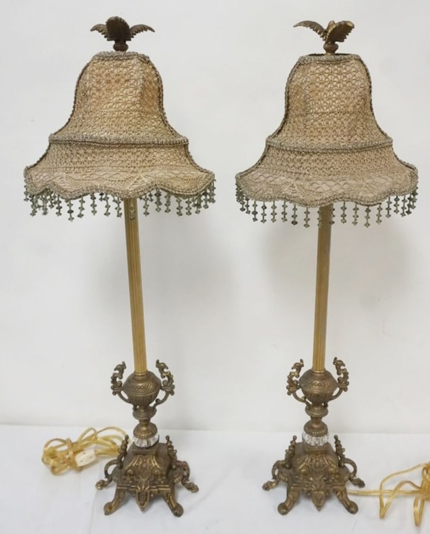 ORNATE CAST METAL BEDSIDE LAMPS (1 of 3)