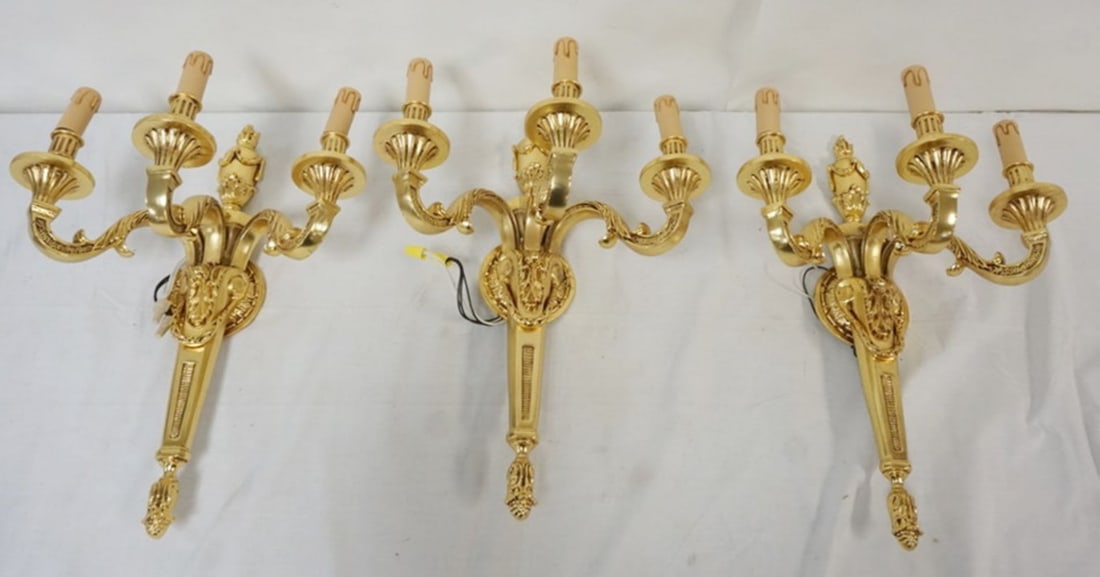 ITALIAN HEAVY GILT METAL WALL SCONCES (1 of 9)