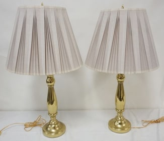 BRASS CANDLESTICK STYLE TABLE LAMPS