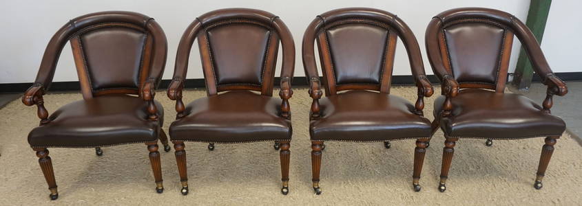 THEODORE ALEXANDER LEATHER ARM CHAIRS