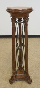 LEATHER TOP WOOD PEDESTAL